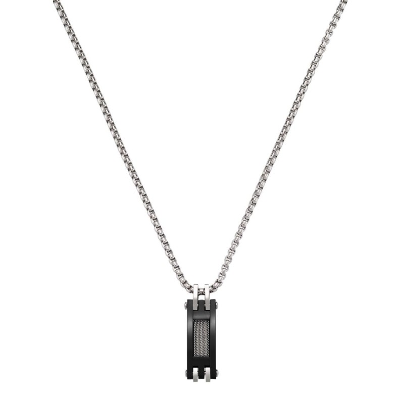 Collier Homme Jourdan - Zephir - en acier argenté et noir