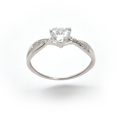 Bague Carador or blanc 375/000, oxyde de zirconium coeur