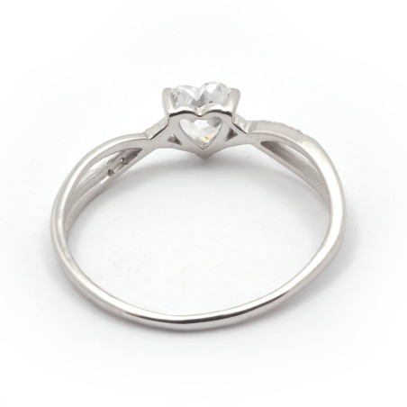 Bague Carador or blanc 375/000, oxyde de zirconium coeur