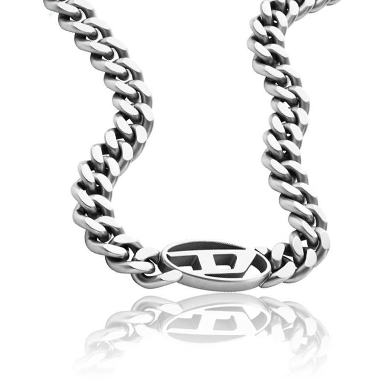 Collier Homme Diesel en acier avec motif "D" maille gourmette