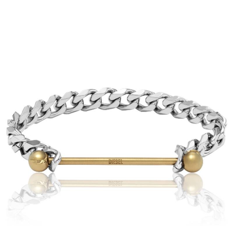 Bracelet Homme Diesel mailles gourmettes en acier bicolore