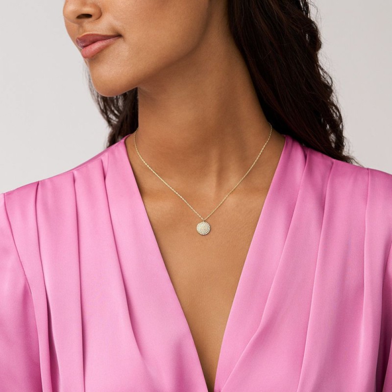 Collier femme  Fossil Sadie en acier doré et disque scintillant