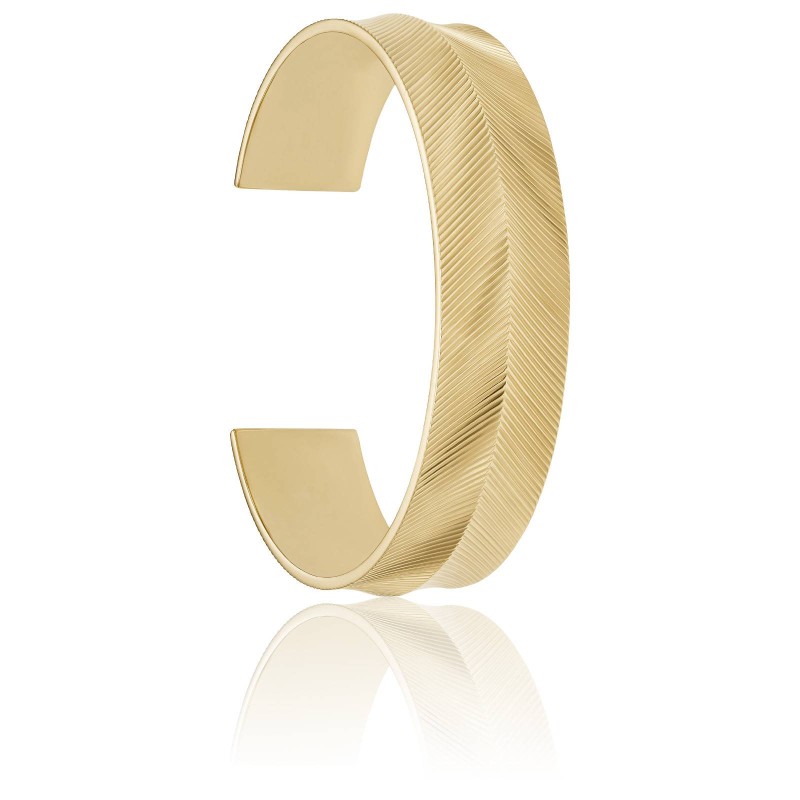 Bracelet Jonc Femme Fossil Harlow Linear Texture en Acier doré