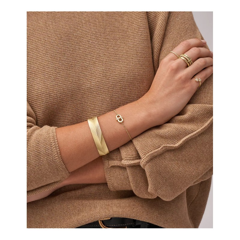 Bracelet Jonc Femme Fossil Harlow Linear Texture en Acier doré