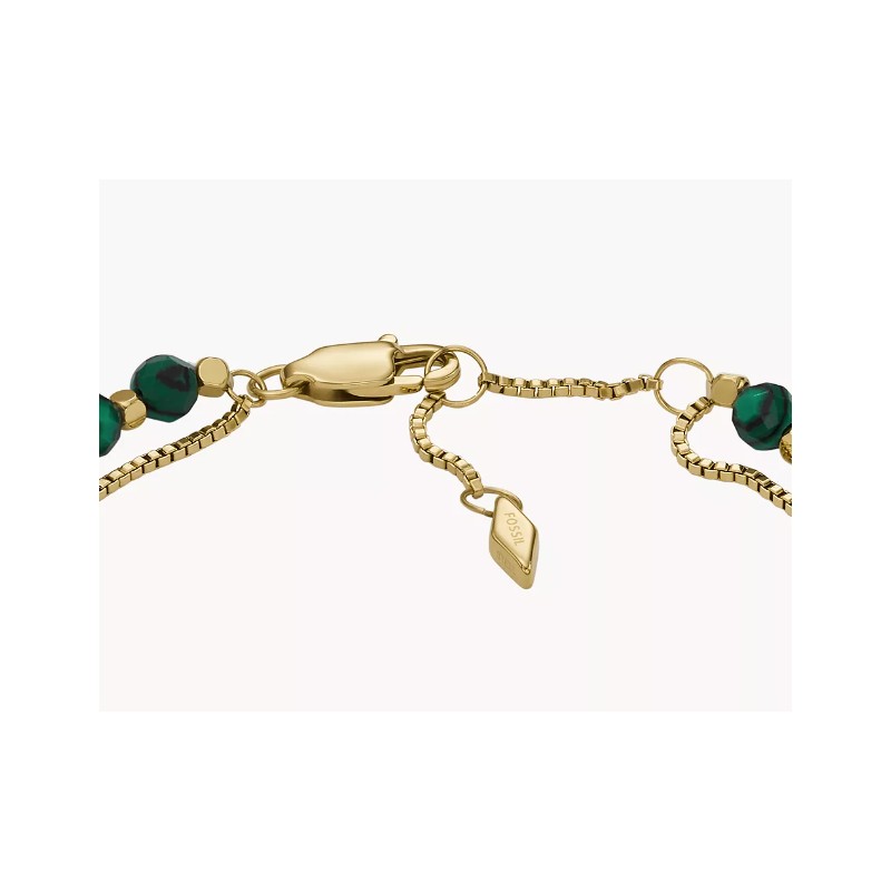 Bracelet  Femme All Stacked Up en acier doré et malachites vertes