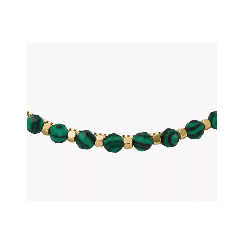 Bracelet  Femme All Stacked Up en acier doré et malachites vertes