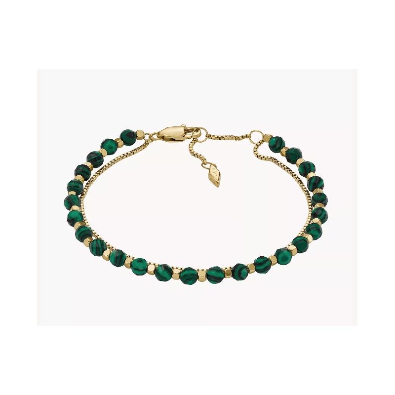 Bracelet  Femme All Stacked Up en acier doré et malachites vertes