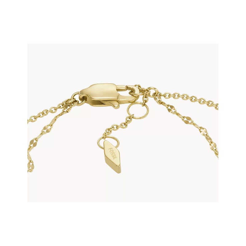Bracelet double Fossil Femme Teardrop en acier doré et nacre
