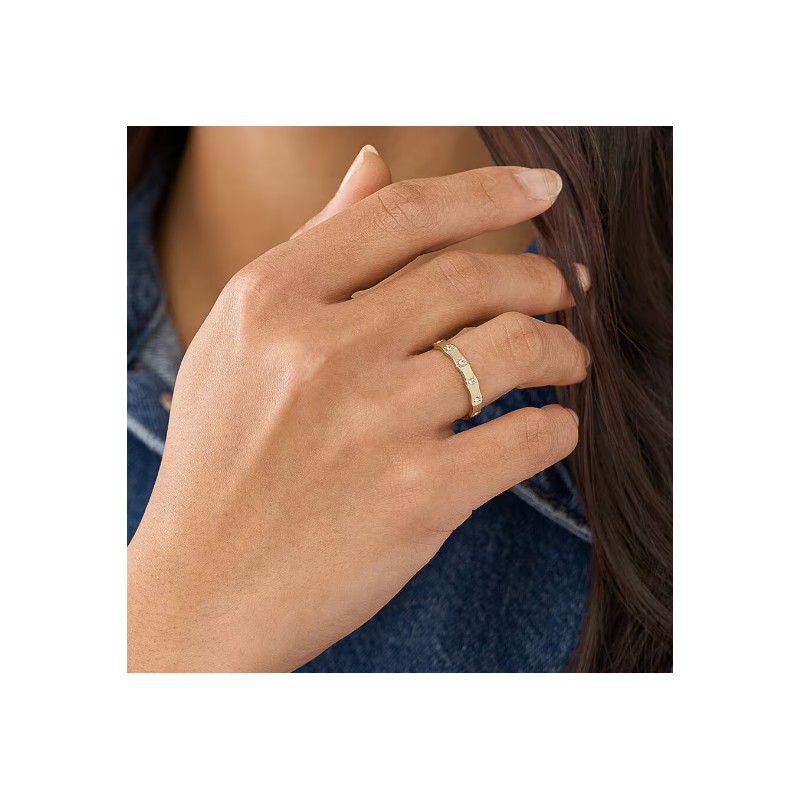 Bague Femme Fossil Sutton en acier doré et cristaux taille 56