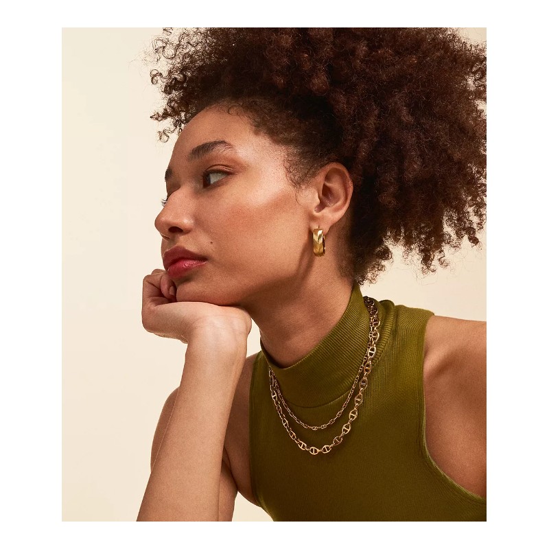 Collier chaîne Fossil Femme en acier doré