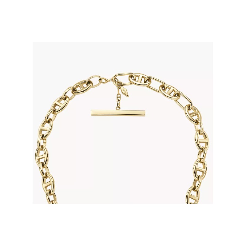 Collier chaîne Fossil Femme en acier doré