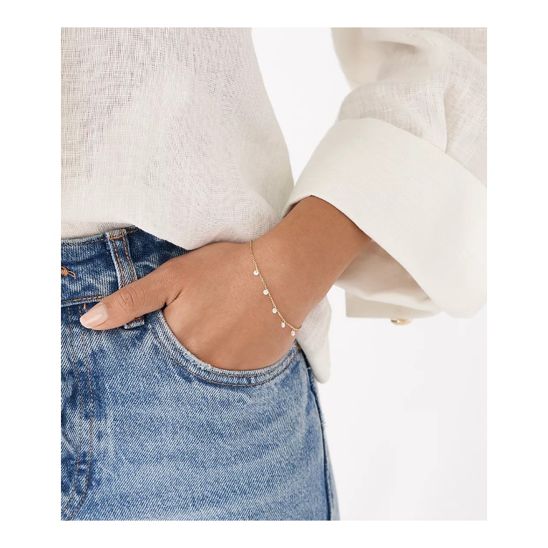 Bracelet Fossil Femme à pampilles Sadie Shine Bright en laiton doré et oxydes de zirconium