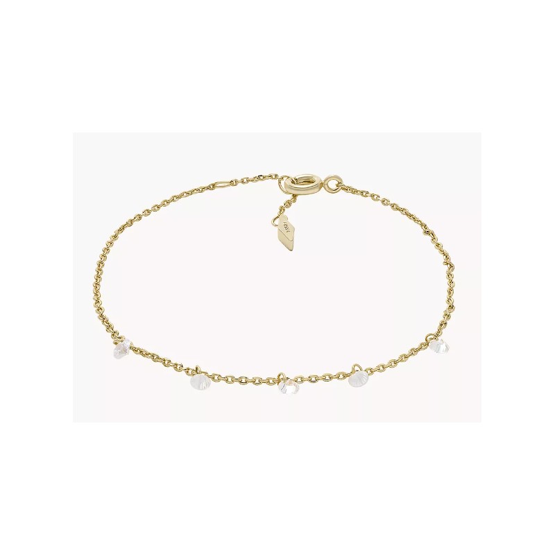 Bracelet Fossil Femme à pampilles Sadie Shine Bright en laiton doré et oxydes de zirconium