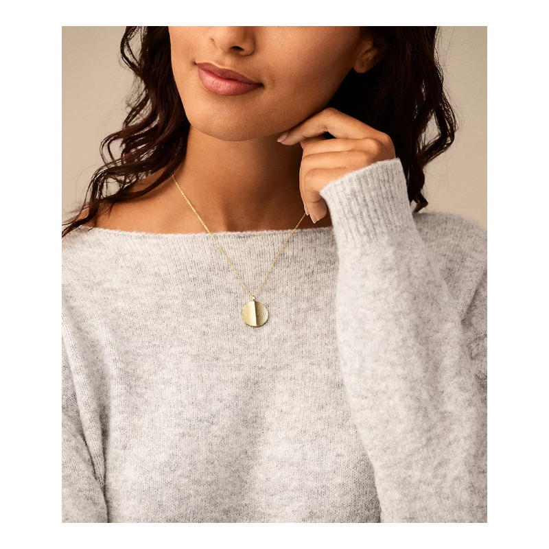 Collier Femme Fossil Harlow Linear Texture en acier doré