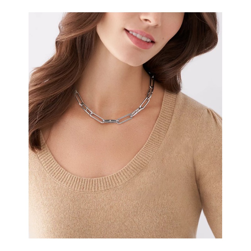 Collier chaîne Fossil Femme en acier argenté