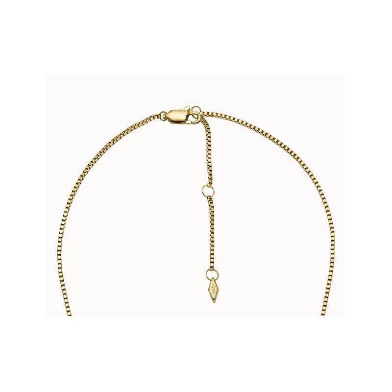 Collier Femme Fossil Heritage Crest en acier doré et nacre