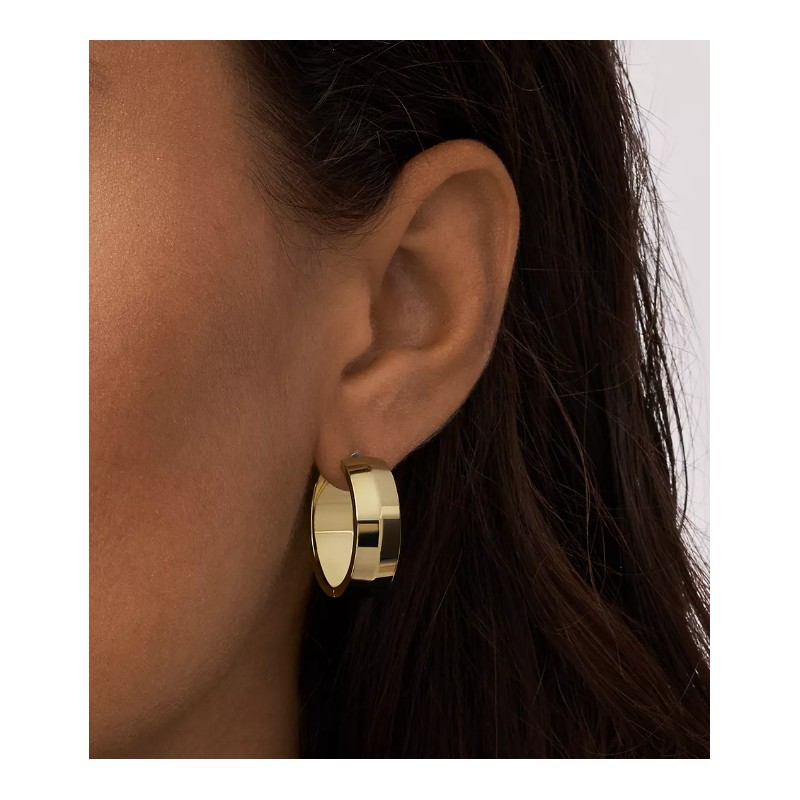 Boucles d'oreilles créoles femme Fossil All stacked Up  acier doré