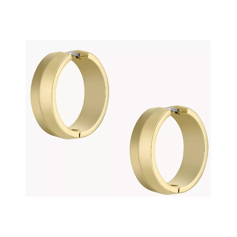 Boucles d'oreilles créoles femme Fossil All stacked Up  acier doré