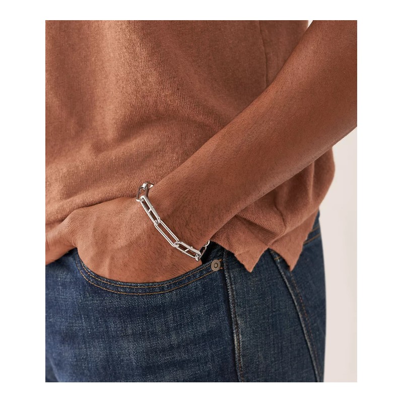 Bracelet chaîne Fossil Mixte Heritage en acier argenté