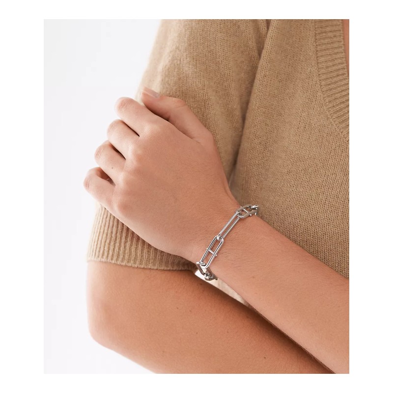 Bracelet chaîne Fossil Mixte Heritage en acier argenté