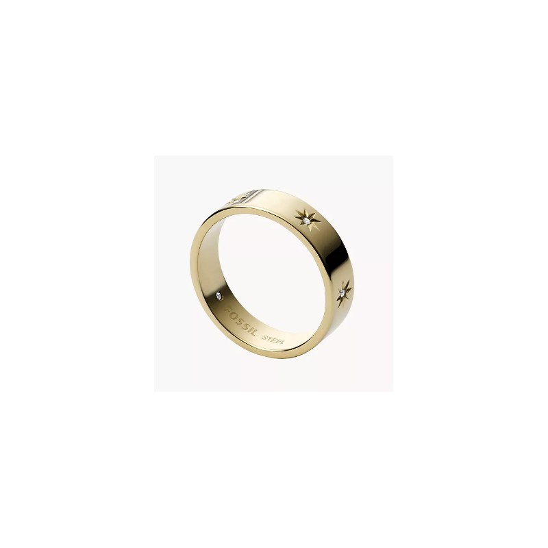 Bague Femme Fossil Sadie Shine Bright en acier doré et cristaux taille 53