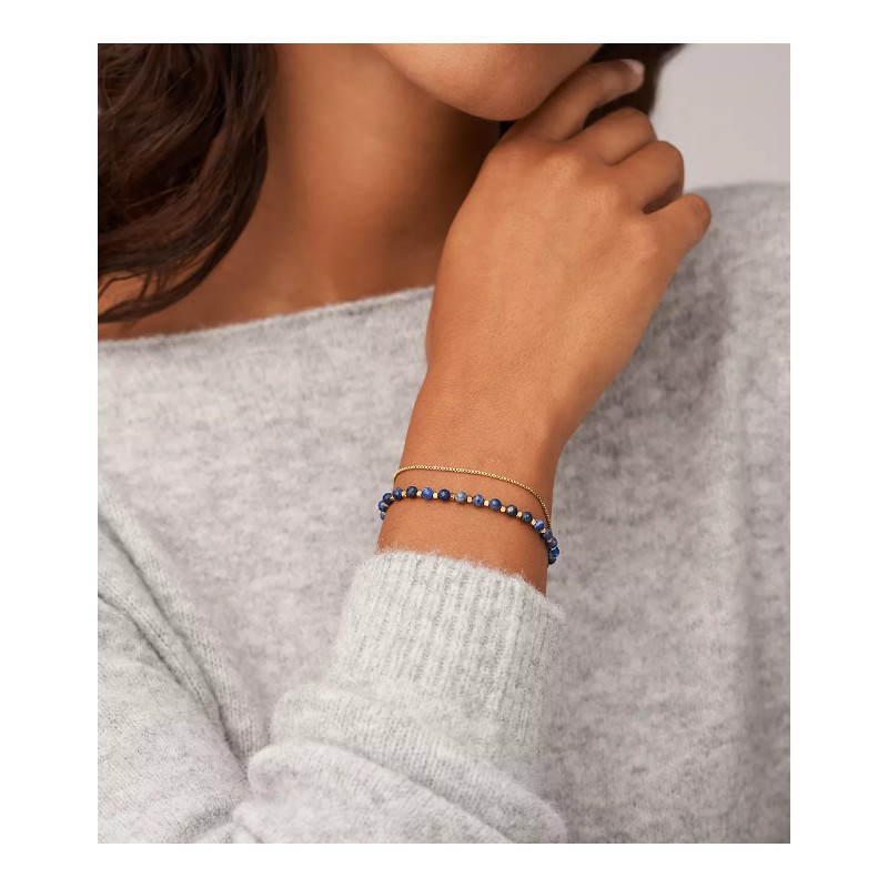 Bracelet  Femme All Stacked Up en acier doré et lapis-lazuli bleu