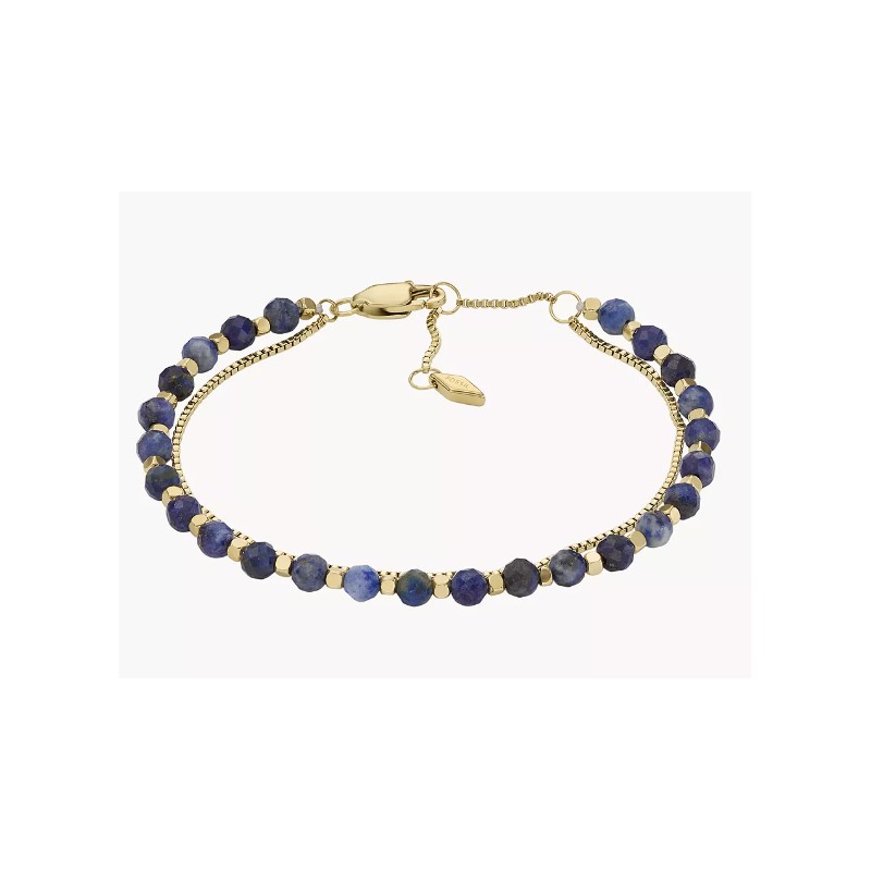 Bracelet  Femme All Stacked Up en acier doré et lapis-lazuli bleu