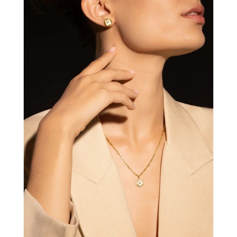 Collier Charles Garnier Légende petit trèfle nacre en argent doré