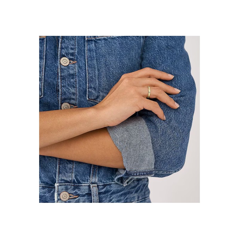 Bague Femme Fossil Sutton en acier doré et cristaux taille 53