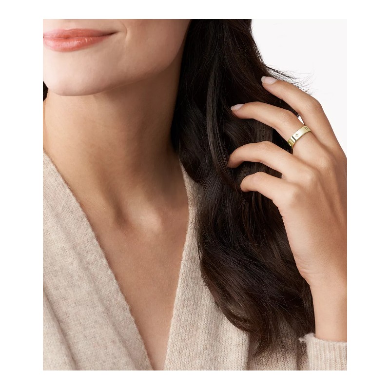 Bague Femme Fossil Sadie Shine Bright en acier doré et cristaux taille 56