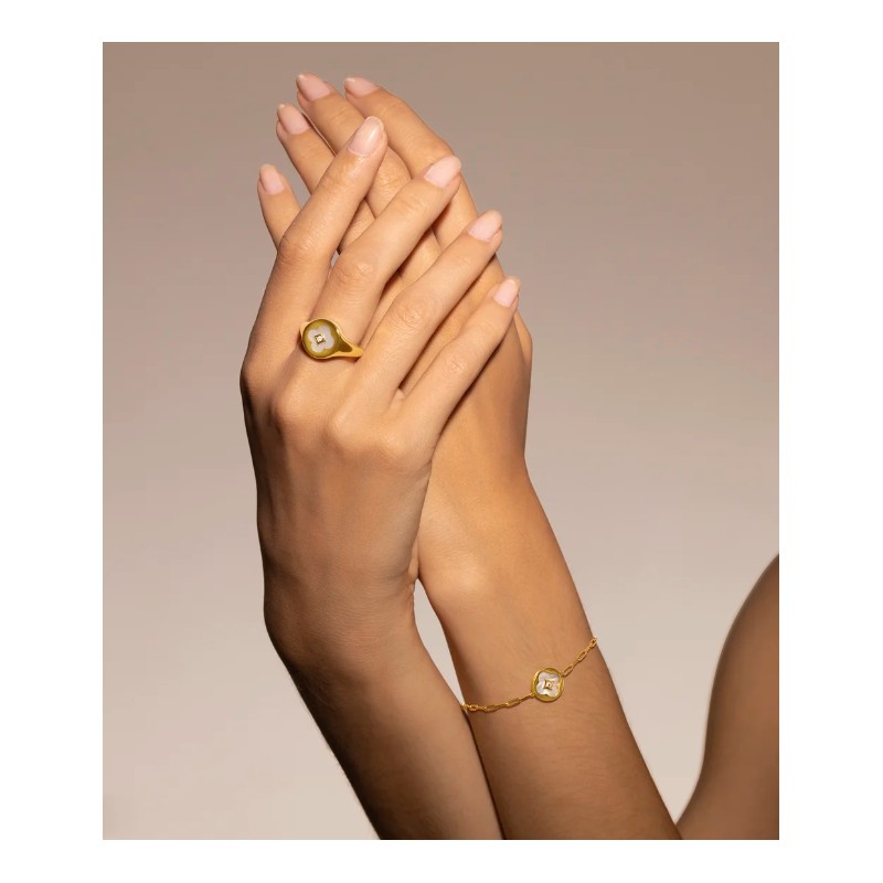 Bracelet Femme Charles Garnier Légende Perle trèfle en Argent doré et nacre