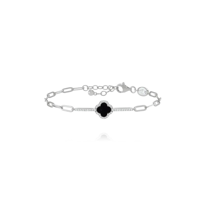 Bracelet Femme Charles Garnier Légende petit trèfle en Argent et agate noire