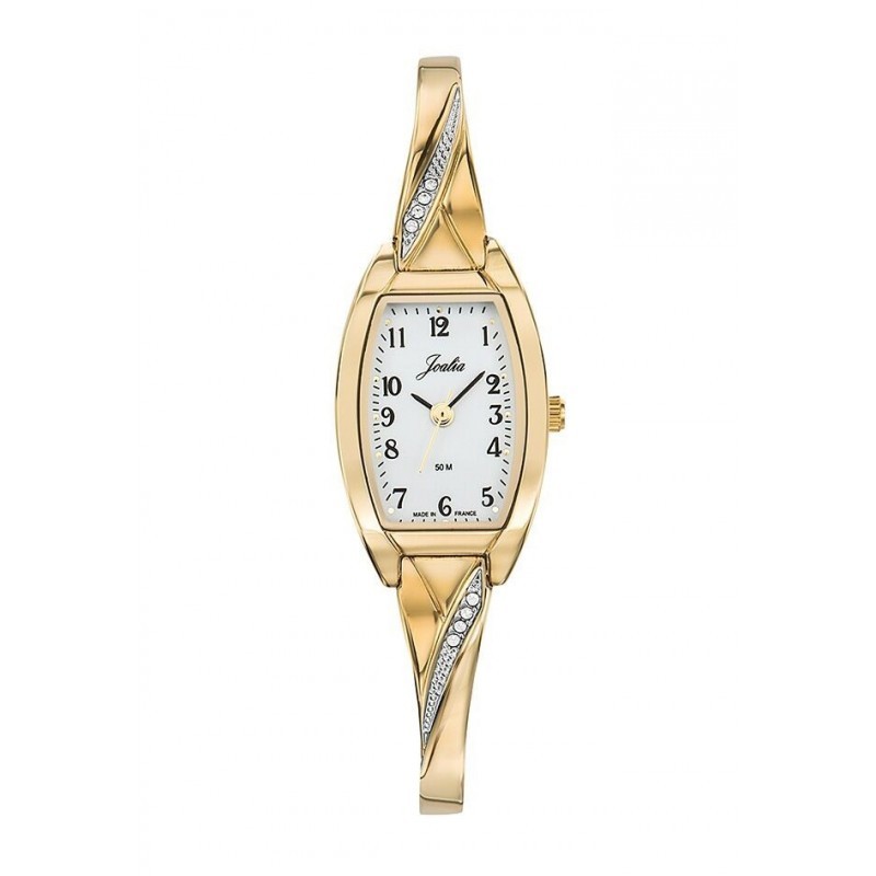 Montre Femme Joalia doré bracelet rigide avec oxydes de zirconium