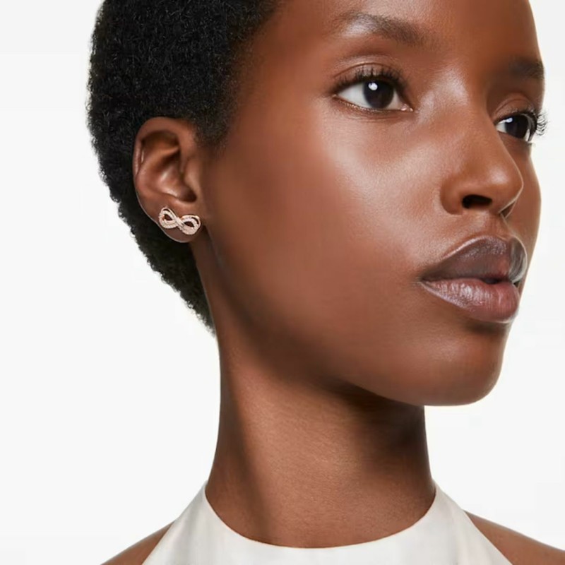 Boucles d'oreilles Swarovski Femme Hyperbola Fig Pave doré rose