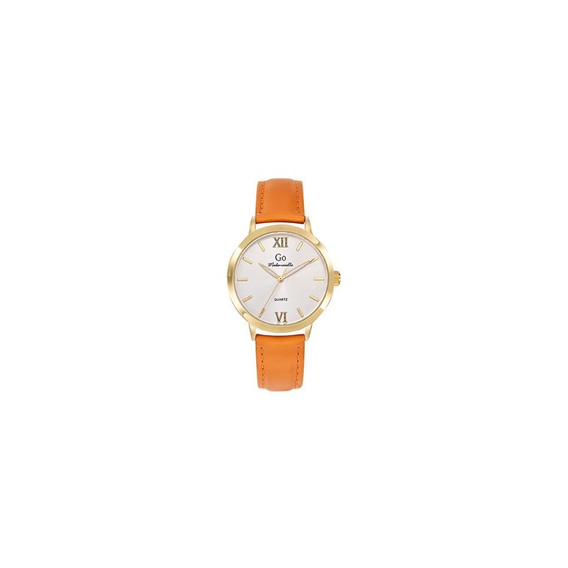 Montre Femme Go Girl Only boitier doré et bracelet cuir orange