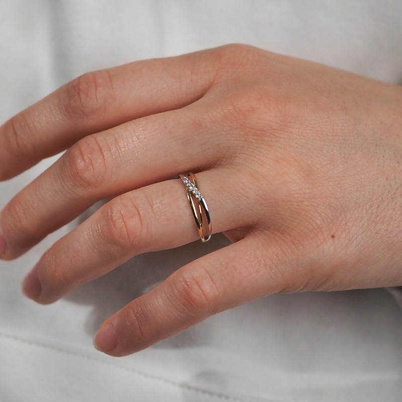 Bague bicolore en or 750/000 et diamants CARADOR