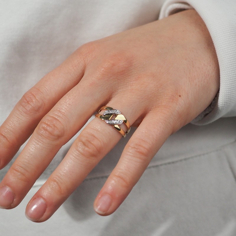 Bague bicolore et diamants en or 750/000 CARADOR