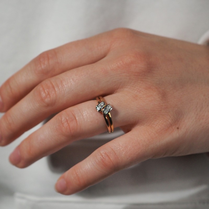Bague tricolore Carador diamants 0,110 cts et or 750/000