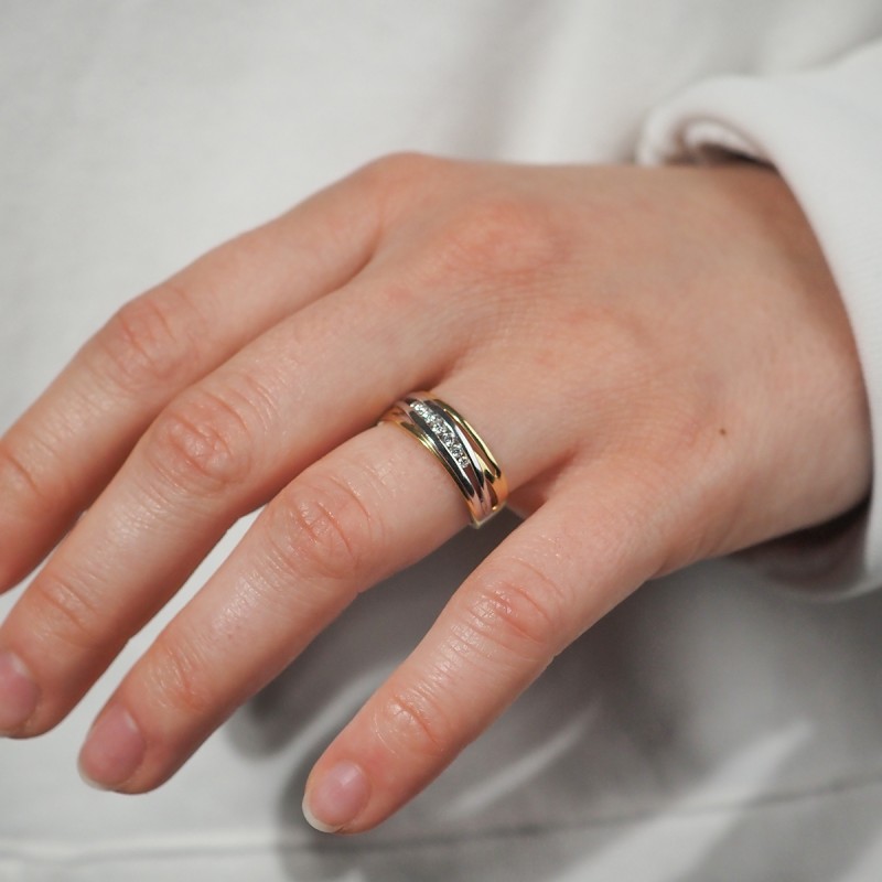 Bague Carador liens croisés bicolore or 750/000 et diamants