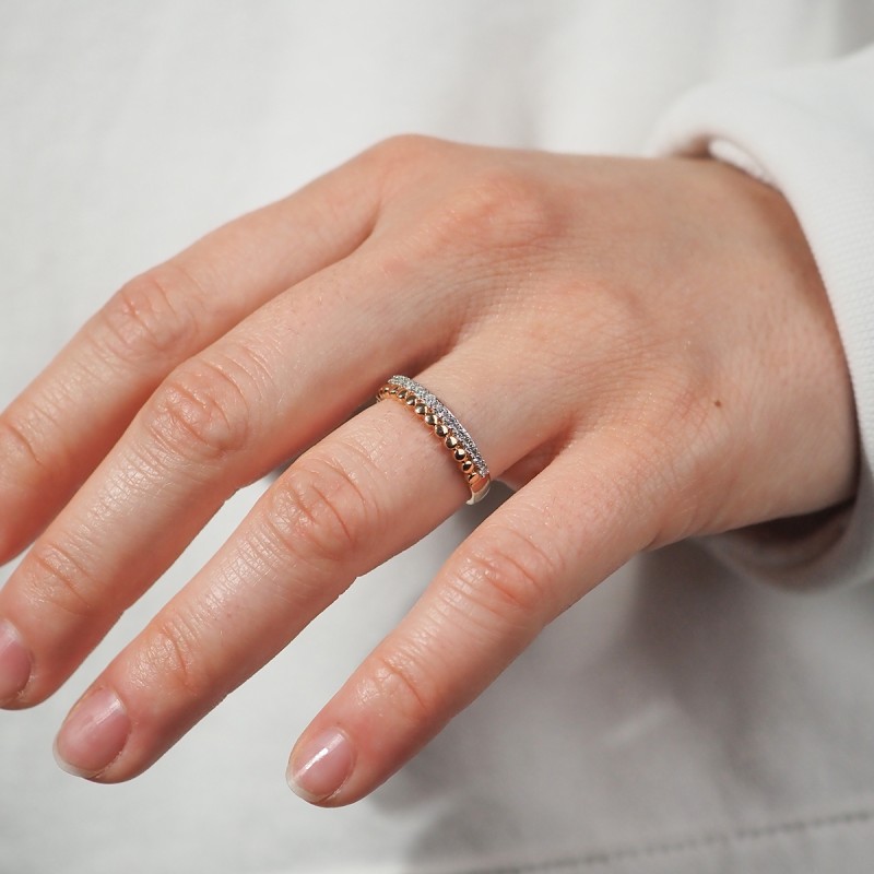 Bague Carador type alliance demi-tour diamant or bicolore 750/000