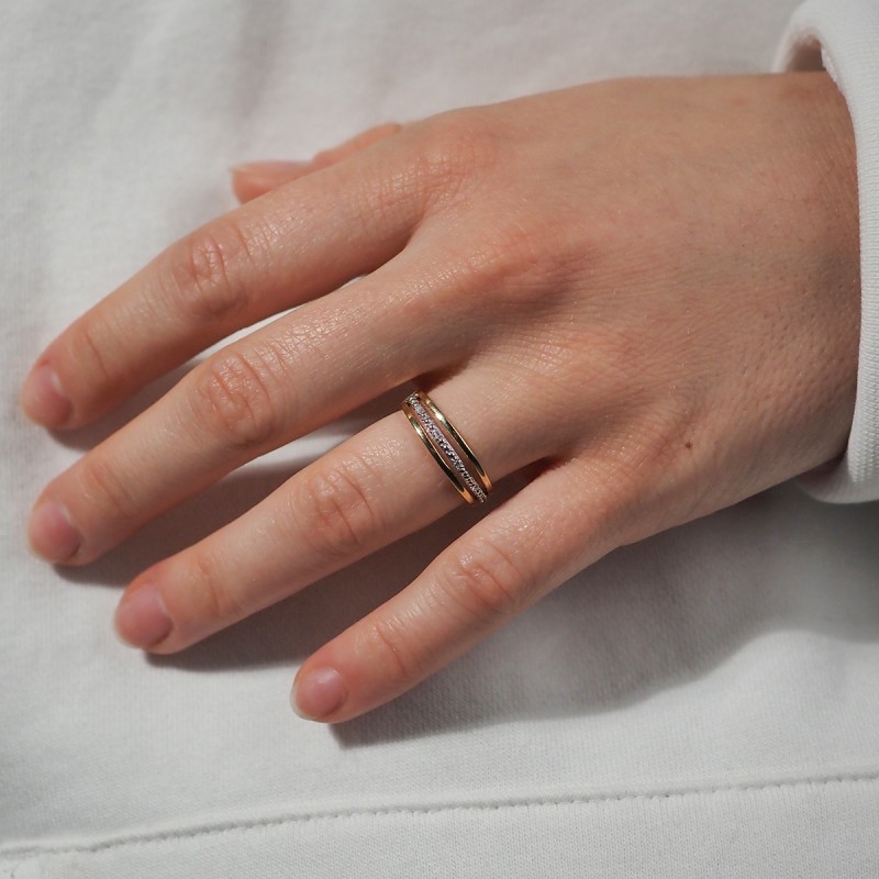 Bague Carador triple anneaux or 750/000 bicolore et diamants