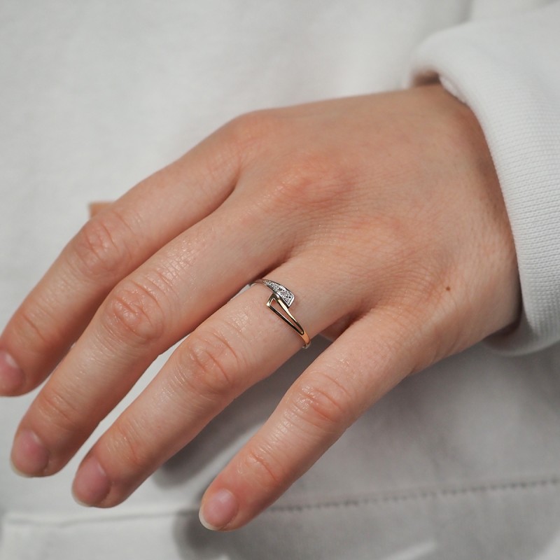 bague fantaisie bicolore Carador en or 750/000 et diamants 0,003 cts