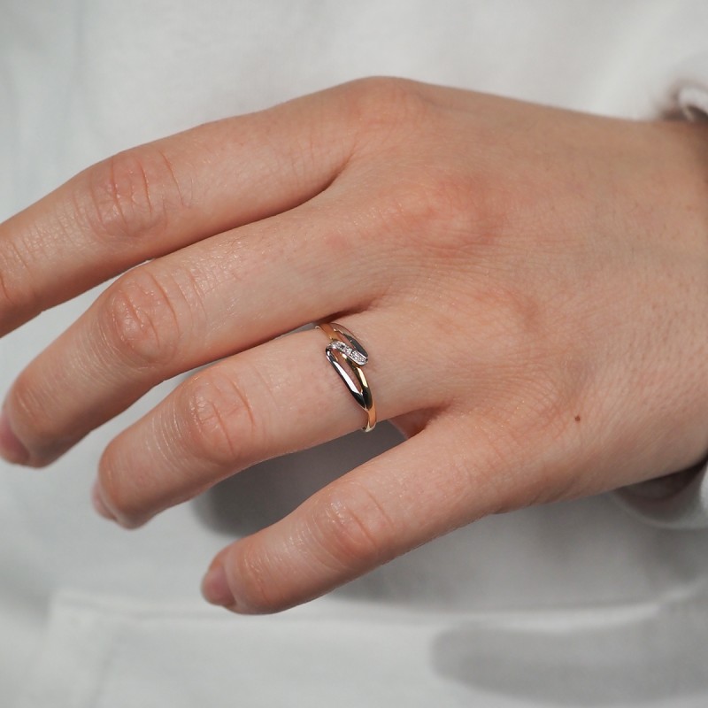 bague onde scintillante Carador en or jaune 750/000 et diamants 0,004 cts