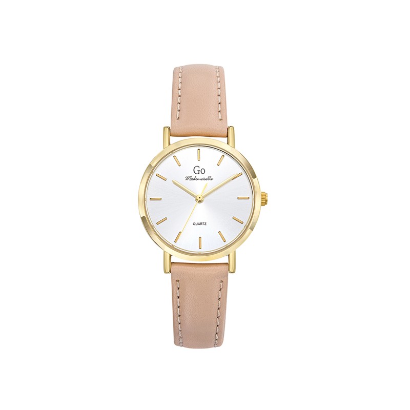 Montre GO GIRL ONLY Bracelet cuire beige et boitier doré