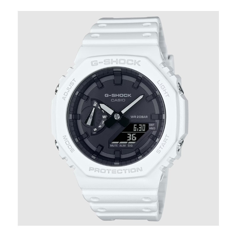 Montre Homme Casio G-Shock en résine blanche Boitier rond