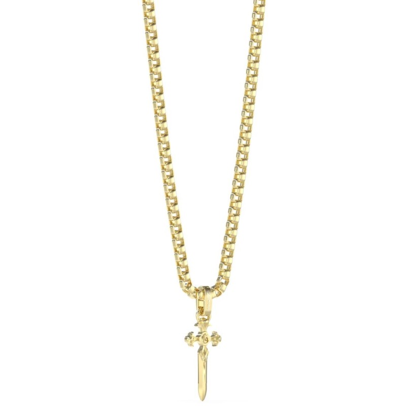 Collier Guess Homme South Alameda Et Pampille Dague 66 cm en Acier doré