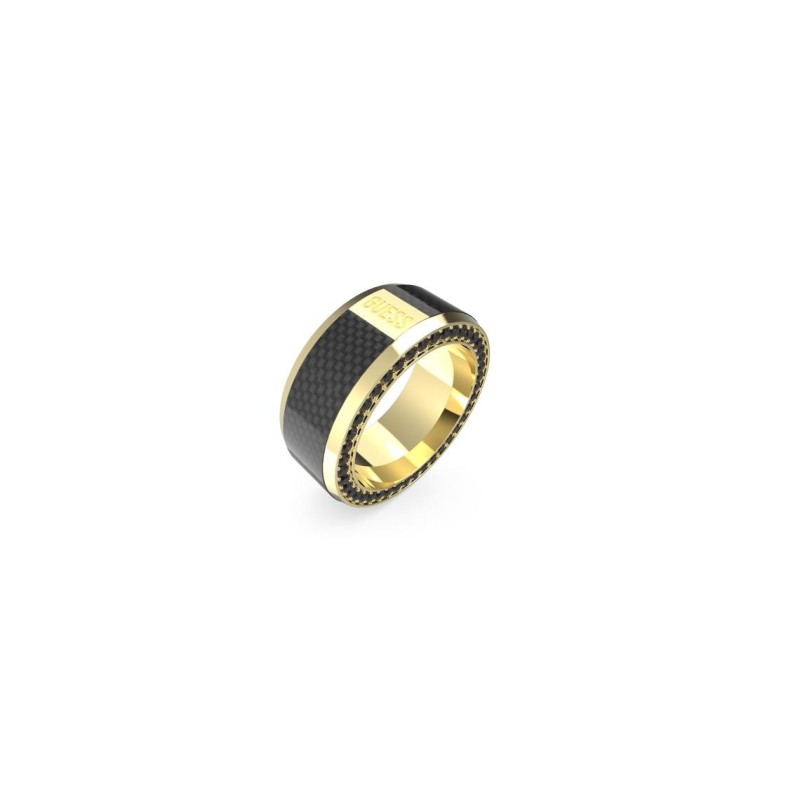 Bague Homme Racer Tag Et Fibre De Carbone en Acier doré