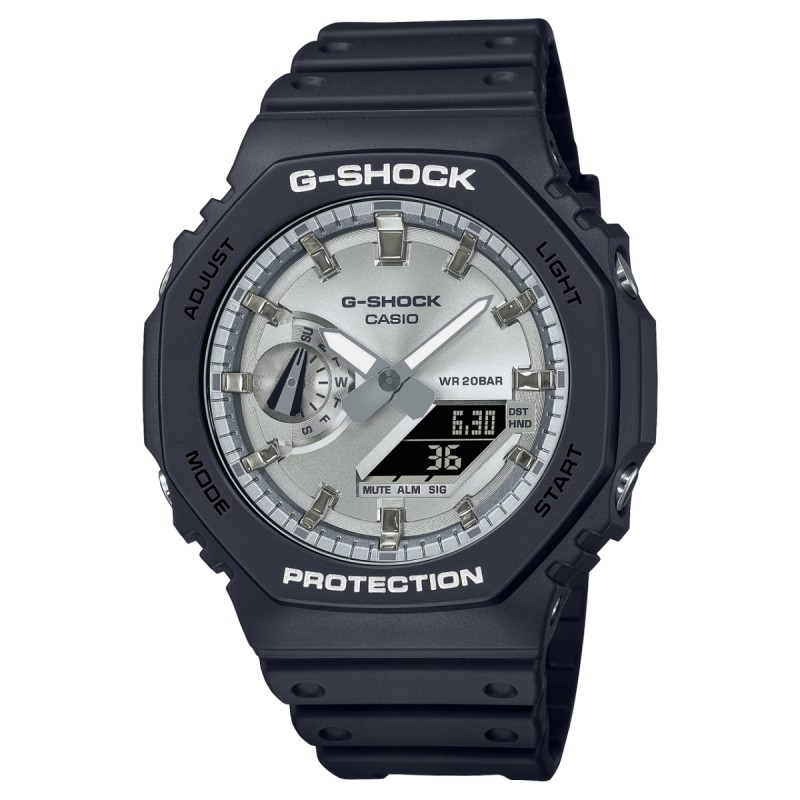 Montre Homme Casio G-SHOCK en résine noire et cadran argenté