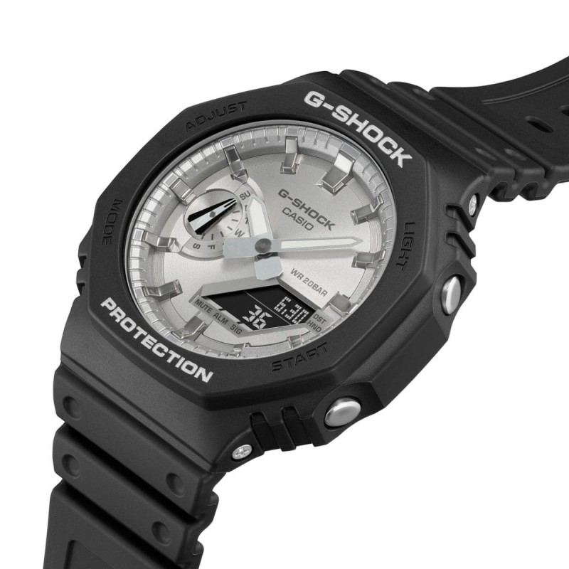 Montre Homme Casio G-SHOCK en résine noire et cadran argenté