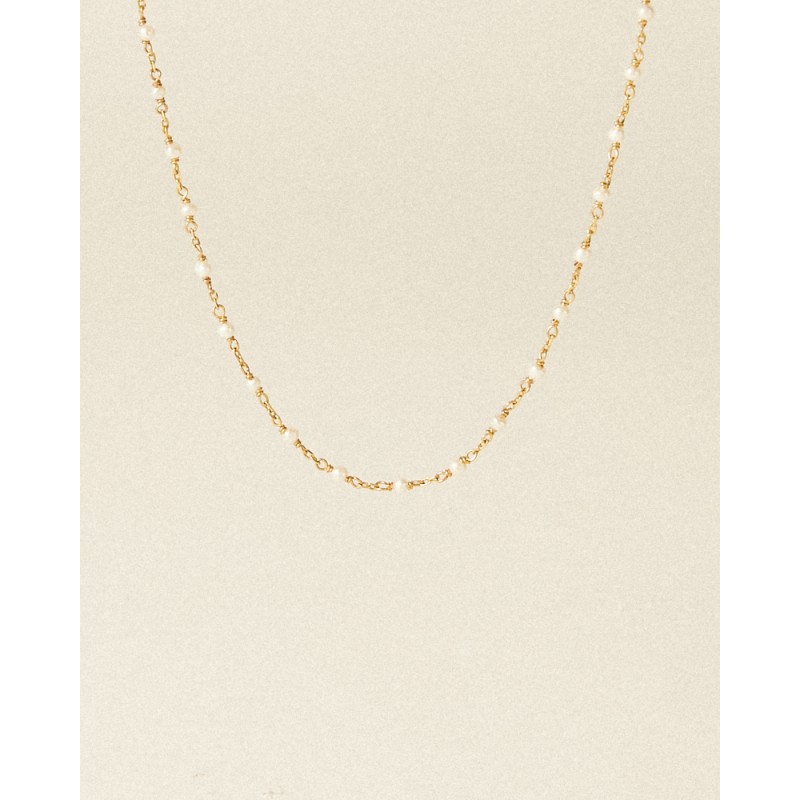 Collier Flowers for Zoé Femme Aphaea en acier doré et perles de rivière